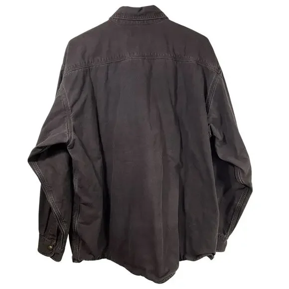 Vintage Carhartt Shirt Jacket MEN’S SIZE L S96DKB Duck Canvas Flannel Lined EUC